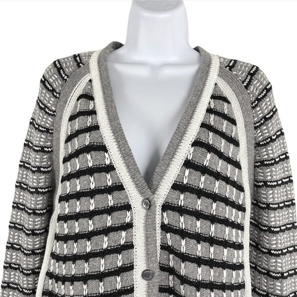 Prabal Gurung Grid Stitch Cardigan Sweater Wool Nylon NWT Women's Small - Picture 3 of 8